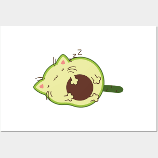 Sleeping avocado cat Posters and Art